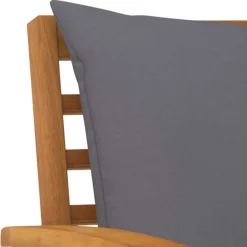 Chaises de jardin lot de 2 avec coussin gris fonce Bois acacia
