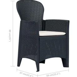 Chaises de jardin lot de 2 avec coussin Anthracite Plastique