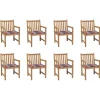 Chaises de jardin lot de 8 et coussins carreaux rouge Bois teck