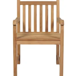 Chaises de jardin lot de 8 et coussins carreaux rouge Bois teck