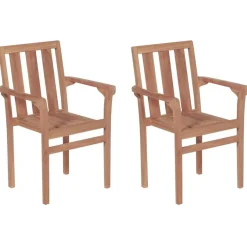 Chaises de jardin lot de 2 et coussins vert Bois de teck massif