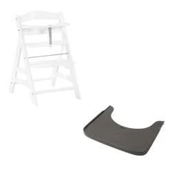 Chaises hautes Alpha+B Blanc + Accessoires de chaise haute en bois Alpha Wooden Tray Charcoal