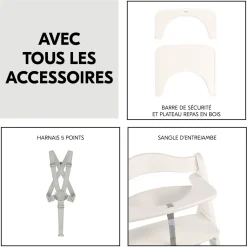 Chaises hautes Beta+B Blanc + Coussin chaise haute en bois Highchair Pad Deluxe Minnie Mouse Gris