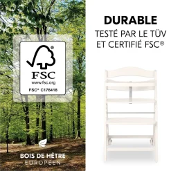 Chaises hautes Beta+B Blanc + Coussin chaise haute en bois Highchair Pad Deluxe Minnie Mouse Gris