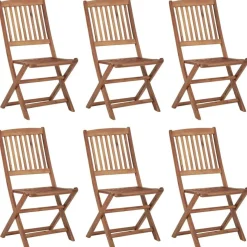 Chaises pliables de jardin lot de 6 avec coussins Bois d'acacia