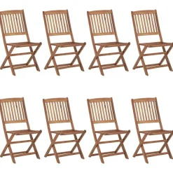 Chaises pliables de jardin lot de 8 avec coussins Bois d'acacia