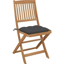 Chaises pliables de jardin lot de 8 avec coussins Bois d'acacia