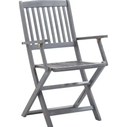 Chaises pliables d'exterieur lot de 4 et coussins Bois d'acacia