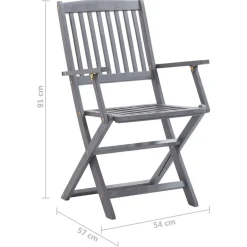 Chaises pliables d'exterieur lot de 4 et coussins Bois d'acacia