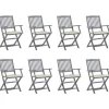 Chaises pliables d'exterieur lot de 8 et coussins Bois d'acacia