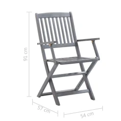 Chaises pliables d'exterieur lot de 8 et coussins Bois d'acacia