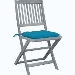 Chaises pliables d'exterieur lot de 2 et coussins Bois d'acacia