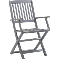 Chaises pliables d'exterieur lot de 4 et coussins Bois d'acacia