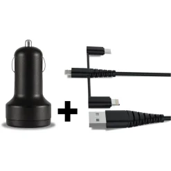 Charge Allume cigare 10W+Câble UBC/Lightning/Mini USB C