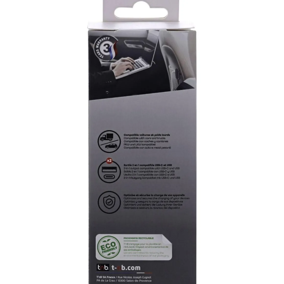 Chargeur allume-cigare 2xUSB et 3xUSB-C 98W noir