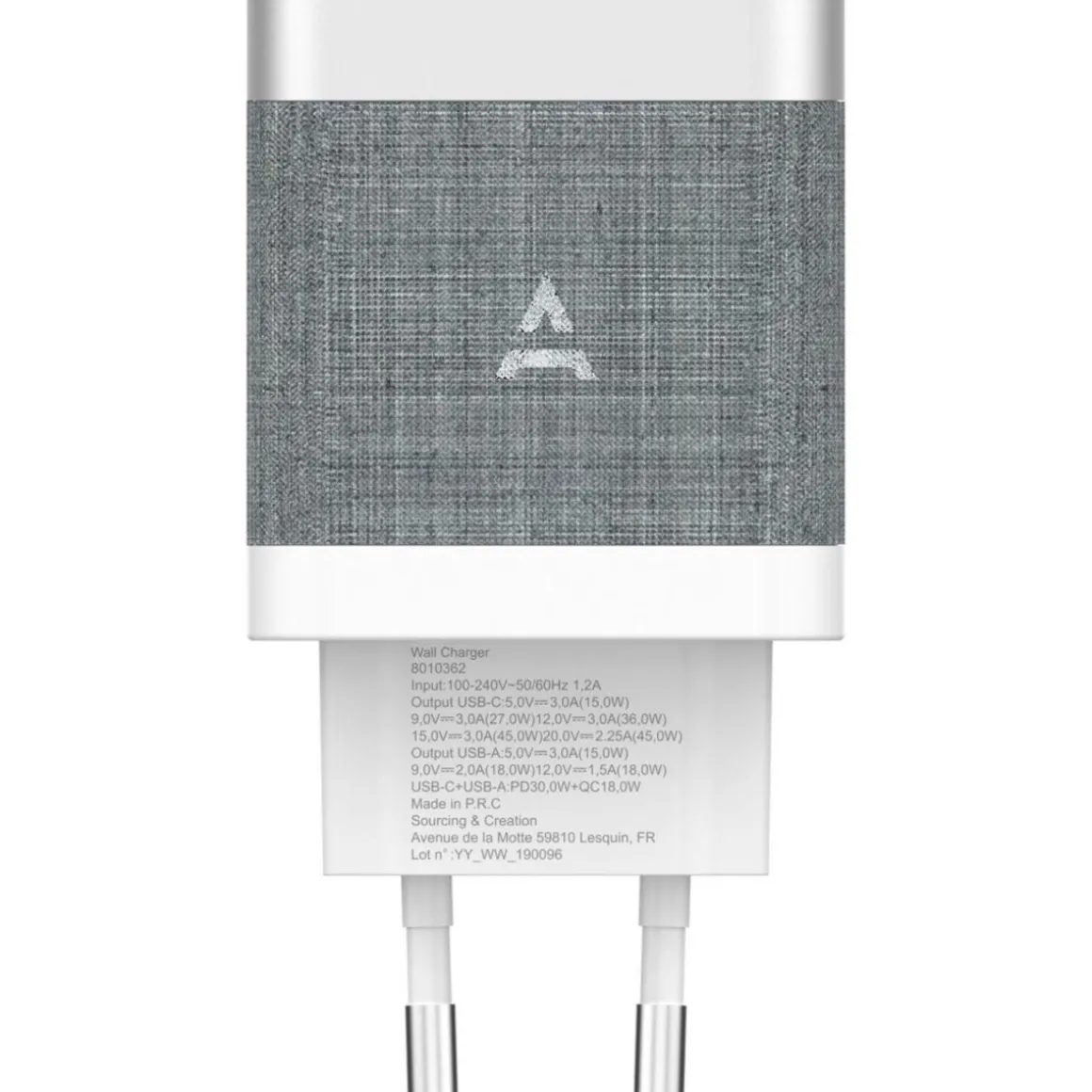 Chargeur secteur USB-A et USB-C 45W