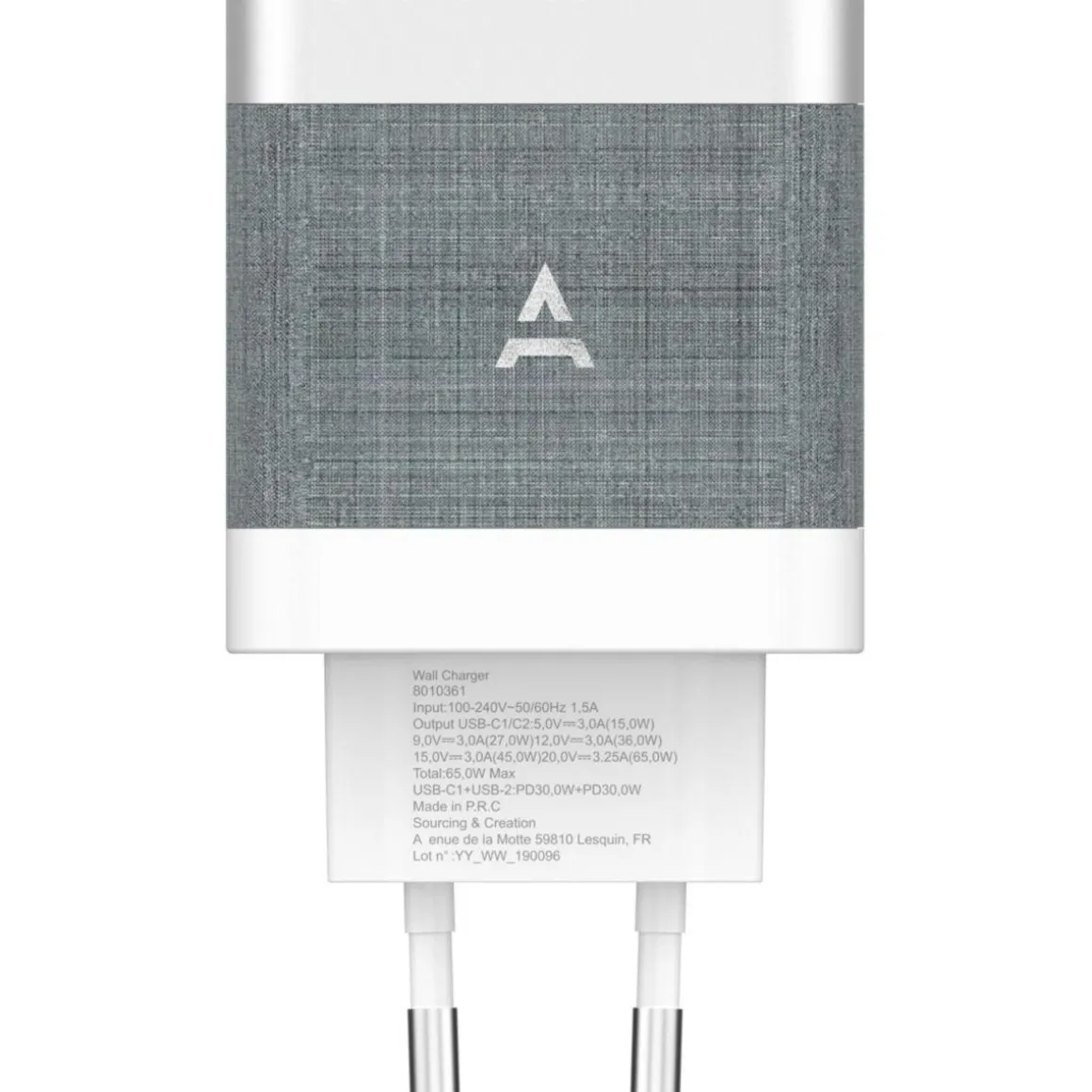 Chargeur secteur USB-C x2 65W