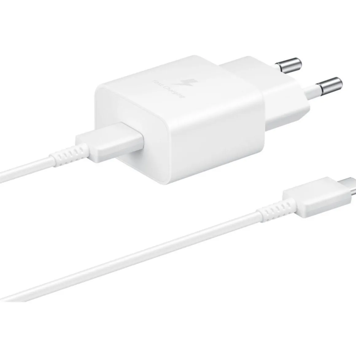 Chargeur secteur 15W USB-C + cable blanc