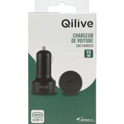 Chargeur voiture USB C 15W - Noir