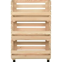 Chariot a legumes 37x30x80 cm Bois de pin solide