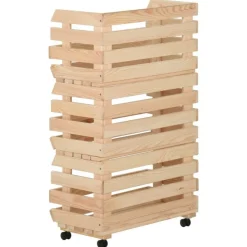 Chariot a legumes 37x30x80 cm Bois de pin solide