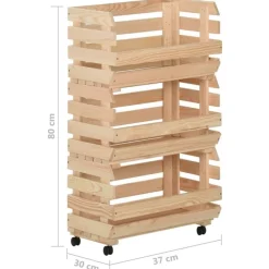Chariot a legumes 37x30x80 cm Bois de pin solide