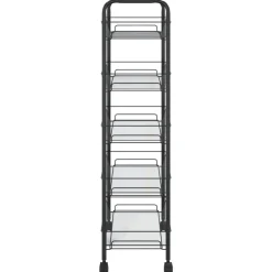 Chariot de cuisine a 5 niveaux Noir 46x26x105 cm Fer