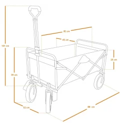 Chariot de transport, remorque de jardin pliable à roulettes - 90 Kg