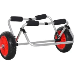 Chariot sit on top kayak chariot de transport pliable pour bateaux canoë ou kayak charge max. 90 Kg alu. mousse antidérapante