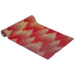 Chemin de Table Sapin Paillettes 28x300cm Rouge