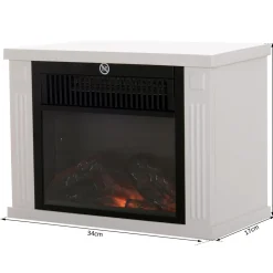 Cheminée électrique poêle style contemporain thermostat 600-1200 W blanc