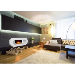 Cheminée électrique 2000w blanc - ovalia