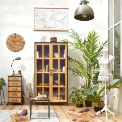 Chiffonnier en métal et bois sur roulettes 5 tiroirs H87cm PARIS