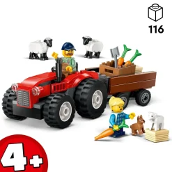 City 60461 - Tracteur agricole rouge avec remorque et moutons