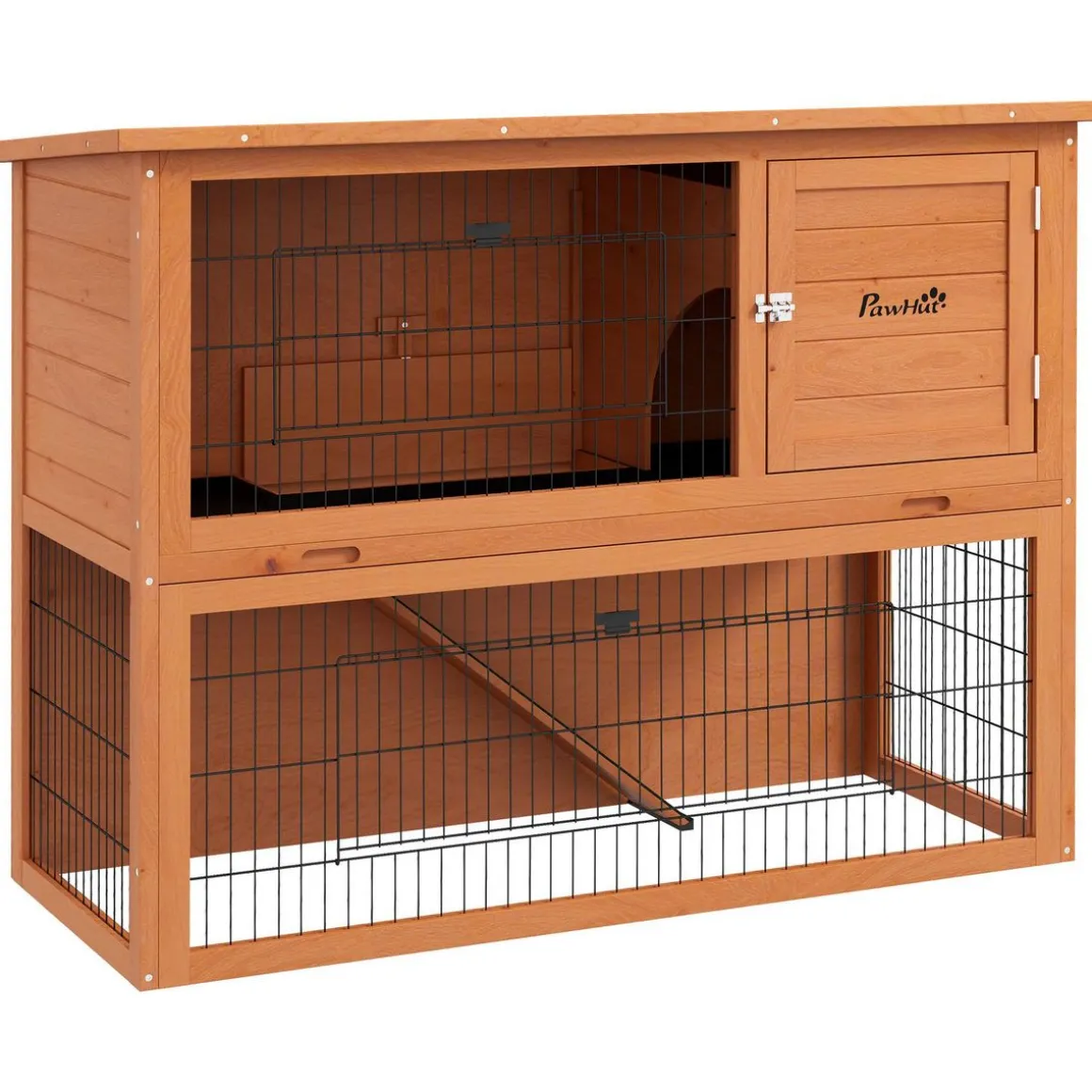 Clapier à lapin cage à lapin 2 étages 3 portes verrouillables bois pré-huilé