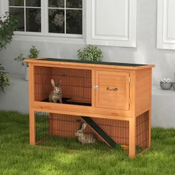Clapier à lapin cage à lapin 2 étages 3 portes verrouillables bois pré-huilé