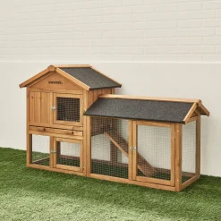 Clapier en bois Hotot pour lapin et autres rongeurs. 4 lapins. cage à lapin avec enclos. espace intérieur et extérieur. poulailler