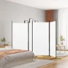 Cloison de separation 4 panneaux Blanc 346x180 cm Tissu