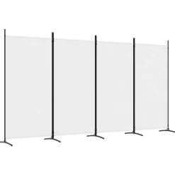 Cloison de separation 4 panneaux Blanc 346x180 cm Tissu