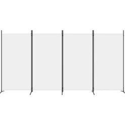 Cloison de separation 4 panneaux Blanc 346x180 cm Tissu