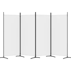 Cloison de separation 4 panneaux Blanc 346x180 cm Tissu
