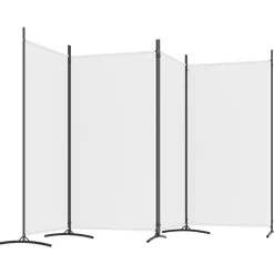 Cloison de separation 4 panneaux Blanc 346x180 cm Tissu