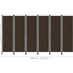 Cloison de separation 6 panneaux Marron 300x180 cm
