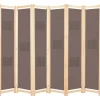Cloison de separation 6 panneaux Marron 240 x 170 x 4 cm Tissu