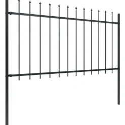 Cloture de jardin avec dessus en lance Acier 15,3 x 1 m Noir