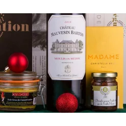 Coffret Allégresse : spécialités sucrées, salées et 2 bouteilles de vin, livré à domicile - Coffret Cadeau Gastronomie