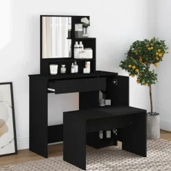 Coiffeuse avec miroir noir 86,5x35x136 cm