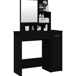 Coiffeuse avec miroir noir 86,5x35x136 cm