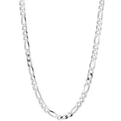 Collier / Chaîne Homme Argent 925 - Maille Figaro Alternée 1+3 - 60cm
