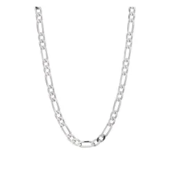 Collier / Chaîne Homme Argent 925 - Maille Figaro Alternée 1+2 - 50cm